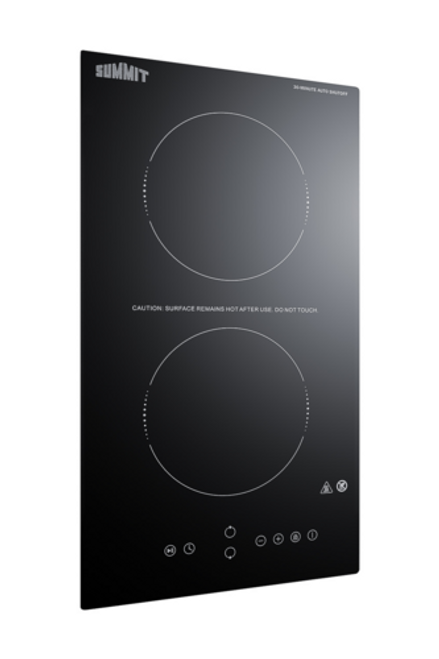 Summit CRH2BT30115 11.88" W Black Finish Ceramic Glass Surface 2 Burners Electric Radiant Cooktop - 115-120  Volts