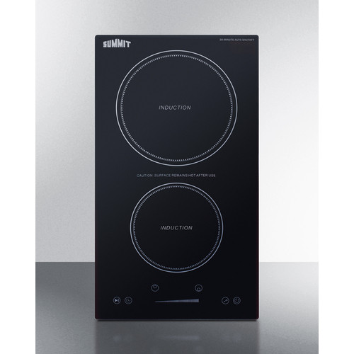 Summit SINCH115V2B 11.38" W Black Finish EuroKera Glass Surface 2 Burners Built-In Induction Cooktop with Safety Shutoff - 115-120 Volts
