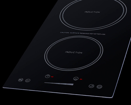 Summit SINC2B115TK13 13.38" W Black Finish EuroKera Glass Surface 2 Burners Countertop Induction Cooktop - 115 Volts