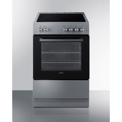 Summit REXT24SS 24" W Black Stainless Steel Door Electric Smooth-Top Range - 240 Volts