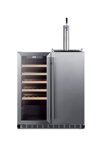 Summit SWBC3041 29.5" W Stainless Steel Freestanding Combination Wine Cellar and Kegerator - 115 Volts