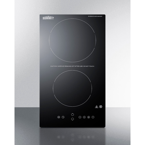 Summit CRH2BT30230 11.88" W Black Finish Ceramic Glass Surface 2 Burners Electric Radiant Cooktop - 230 Volts