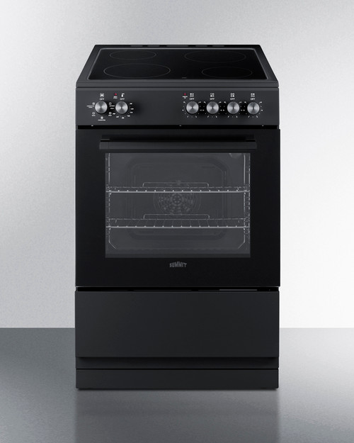 Summit REXT24BL 24" W Black Cabinet and Door Electric Smooth-Top Range - 240 Volts