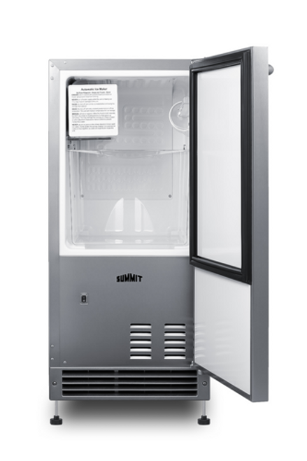 Summit BIM26H34 15" W Stainless Steel Full Size Crescent Cube Air-Cooled Undercounter Icemaker - 115 Volts