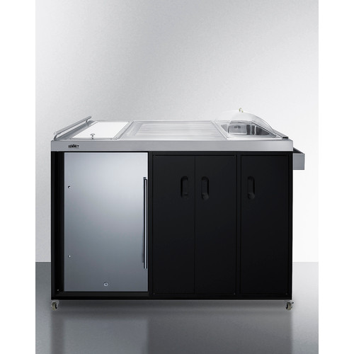 Summit CARTOS54RS 58" W Black Finish Portable Outdoor Kitchenette with Stainless Steel Door Refrigerator - 115 Volts