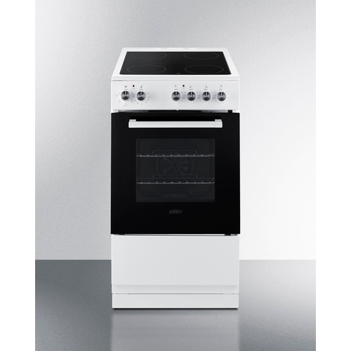 Summit REXT20W 20" W White and Black Door Ceramic Glass Cooking Surface Electric Smooth-Top Range - 240 Volts