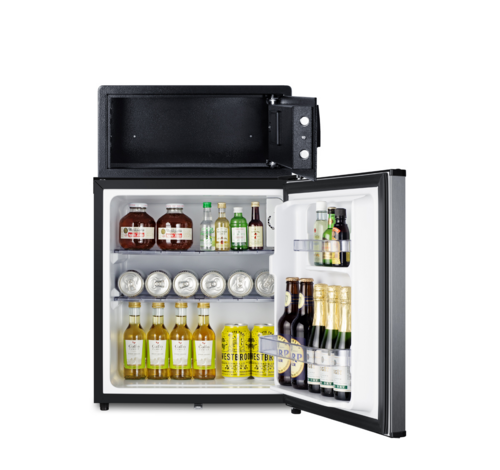 Summit MBSAFESS 1.03 Cu. Ft. Black Automatic Defrost Minibar In-Room Safe Combination - 115 Volts