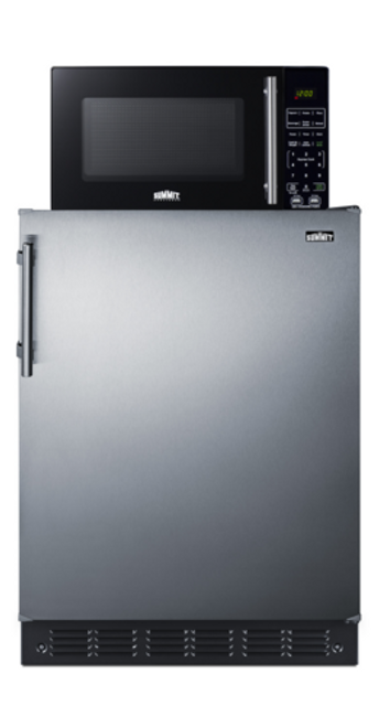 Summit MRF6BK2SSA 5.8 Cu. Ft. Black Combination Refrigerator or Microwave - 115 Volts