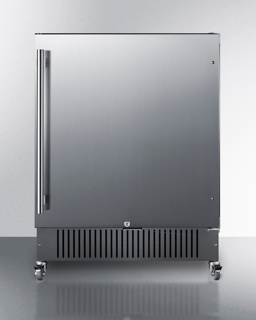 Summit FF27BSSCAS 4.98 Cu. Ft. Black Stainless Steel Solid Door All-Refrigerator - 115 Volts