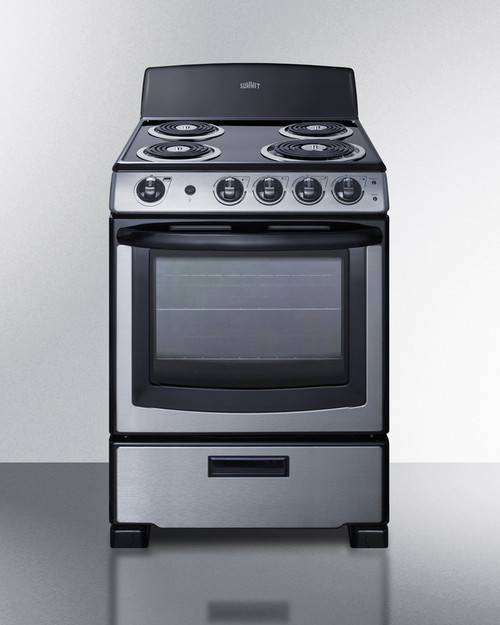 Summit PROEL24SS 24" W Stainless Steel Cabinet and Door Electric Coil Range - 240 Volts