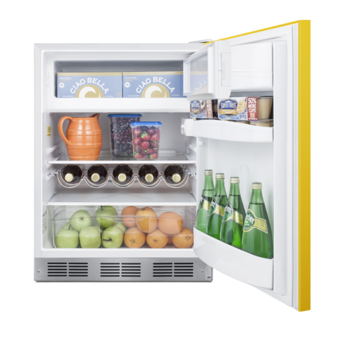 Summit BRF611WHYADA 5.1 Cu. Ft. Saffron Gold Door White Undercounter Refrigerator-Freezer - 115 Volts