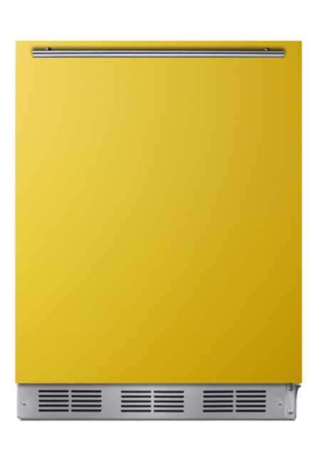 Summit BRF611WHYADA 5.1 Cu. Ft. Saffron Gold Door White Undercounter Refrigerator-Freezer - 115 Volts