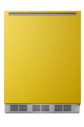 Summit BRF611WHYADA 5.1 Cu. Ft. Saffron Gold Door White Undercounter Refrigerator-Freezer - 115 Volts