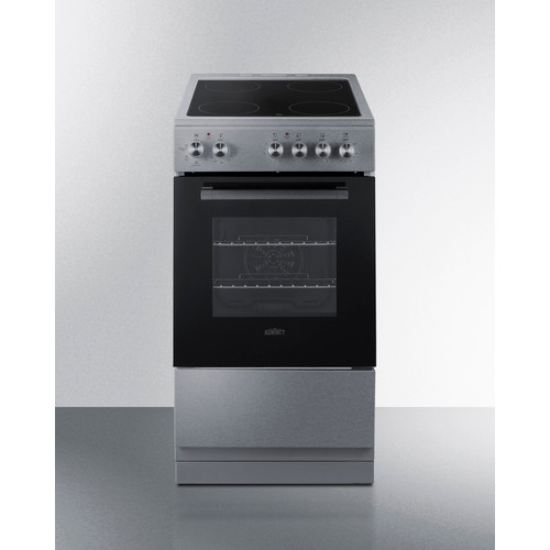 Summit REXT20SS 20" W Black Stainless Steel Door Electric Smooth-Top Range - 240 Volts