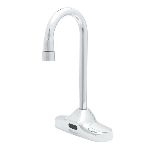 T&S Brass EC-3107-VF5-TMV 4" Centers Deck Mount Gooseneck Spout 0.5 GPM ChekPoint Electronic Faucet