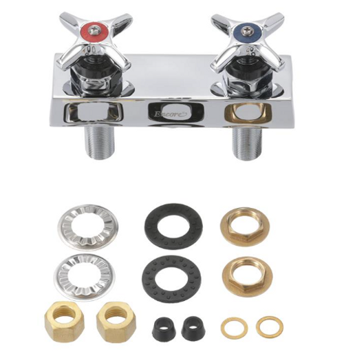 Component Hardware KL43-4050 4" OC Inlets Polished Chrome Cross Handles Deck Mount Concealed Mixing Valve