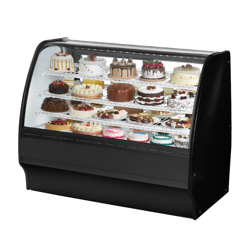 True TGM-R-59-SC/SC-B-W 59.25" W Curved Glass 3 Shelves Glass Merchandiser
