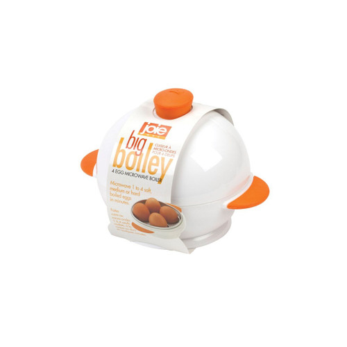 Harold Import 50986 (4) Capacity Plastic Joie Big Boiley Microwave Egg Boiler with Knob Handle Lid