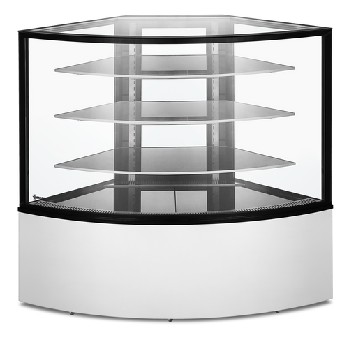 Omcan USA 47708 58.7" W Stainless Steel 3 Shelves Refrigerated Corner Display Case - 110 Volts