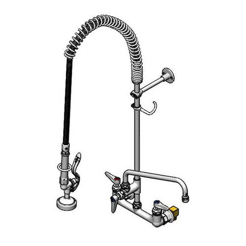 T&S Brass B-0133-12CRBKIT 8" Wall Mount 1.15 GPM Mixing Faucet EasyInstall Pre-Rinse Unit