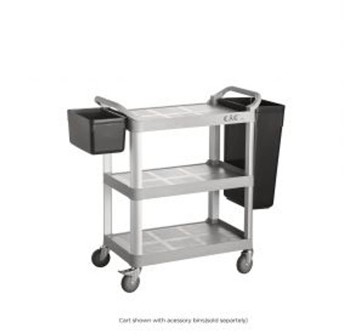 CAC China BTUC-17GY 31.88" W x 17.13" D x 35.88" H 3 Shelves Gray Polypropylene Utility Cart (1 Set)