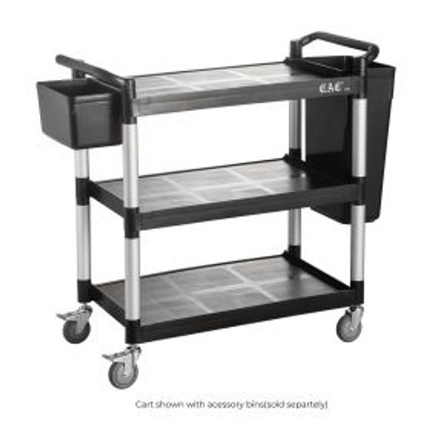 CAC China BTUC-19BK 40.13" W x 19.75" D x 37.75" H 3 Shelves Black Polypropylene Utility Cart (1 Set)
