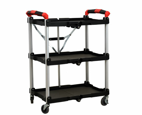 Omcan USA 47108 220.5 Lbs. Black Polypropylene Small Folding Dining Cart