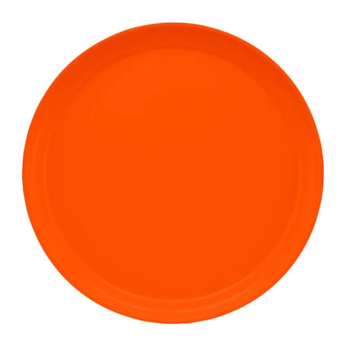 Cambro 1300220 13" Dia. Citrus Orange Round Fiberglass Serving Camtray - 12/Case
