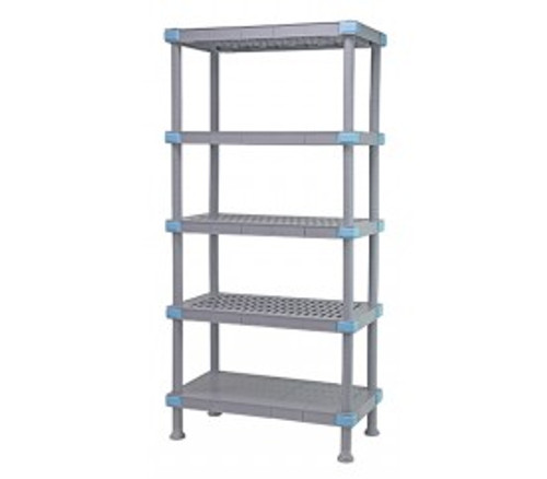 Quantum QP244874V4S1 48" W x 24" D x 74" H Gray Polymer 4 Open and 1 Solid Millenia Shelving Unit