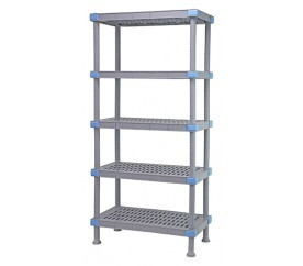 Quantum QP243662VS-5 36" W x 24" D x 62" H Gray Polymer 5 Open Millenia Shelving Unit