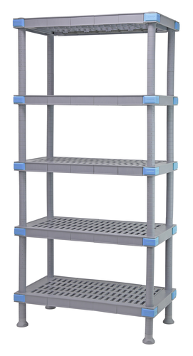 Quantum QP217274VS-5 72" W x 21" D x 74" H Gray Polymer 5 Open Millenia Shelving Unit