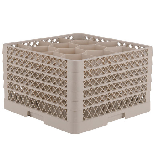 Vollrath TR18JJJJJJJ 19.75" W x 19.75" D Co-Polymer Plastic (12) Compartment With 7 Extenders Traex Full Size Rack Max Glass / Stemware Rack