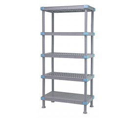 Quantum QP244262V4S1 42" W x 24" D x 62" H Gray Polymer 4 Open and 1 Solid Millenia Shelving Unit