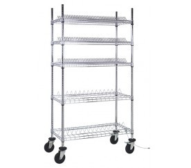 Quantum WRC-R264C 36" W x 18" D x 69" H Chrome Plated Finish Reel Shelving Cart