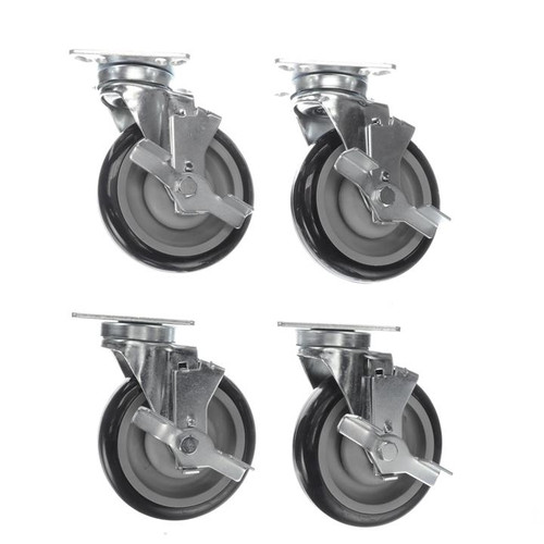 Component Hardware CSTPK-5PUP-4 5" Blue Polyurethane Caster Pack
