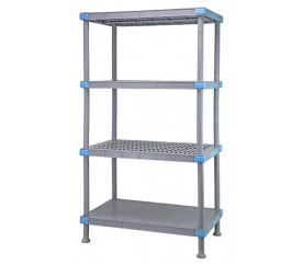 Quantum QP247286V3S1 72" W x 24" D x 86" H Gray Polymer 3 Open and 1 Solid Millenia Shelving Unit