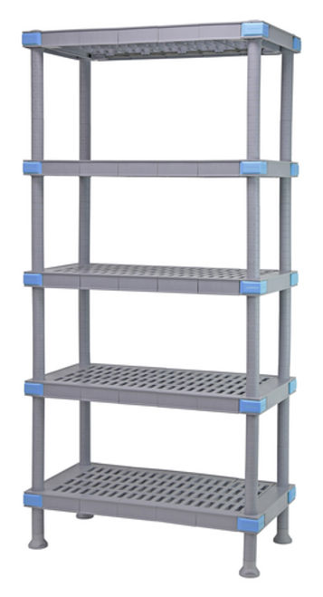 Quantum QP244874VS-5 48" W x 24" D x 74" H Gray Polymer 5 Open Millenia Shelving Unit
