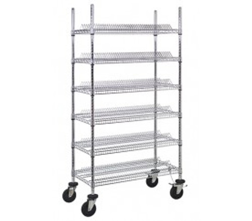 Quantum WRC-R468C 36" W x 18" D x 69" H Chrome Plated Finish Reel Shelving Cart