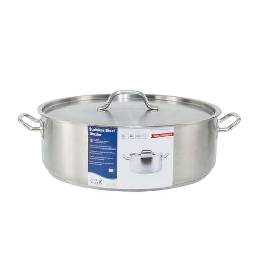 CAC China SSBZ-25 25 Qt. Stainless Steel Brazier with Lid (2 Set Per Case)