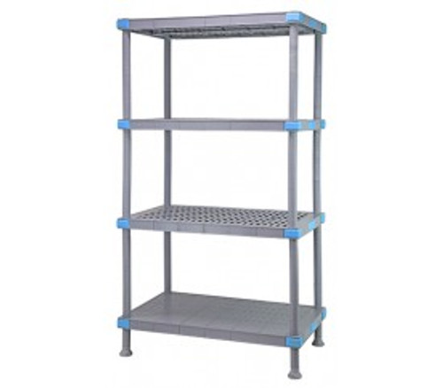 Quantum QP243674V3S1 36" W x 24" D x 74" H Gray Polymer 3 Open and 1 Solid Millenia Shelving Unit