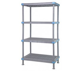 Quantum QP242462VS-4 24" W x 24" D x 62" H Gray Polymer 4 Open Millenia Shelving Unit