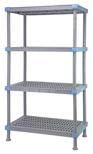 Quantum QP245486VS-4 54" W x 24" D x 86" H Gray Polymer 4 Open Millenia Shelving Unit