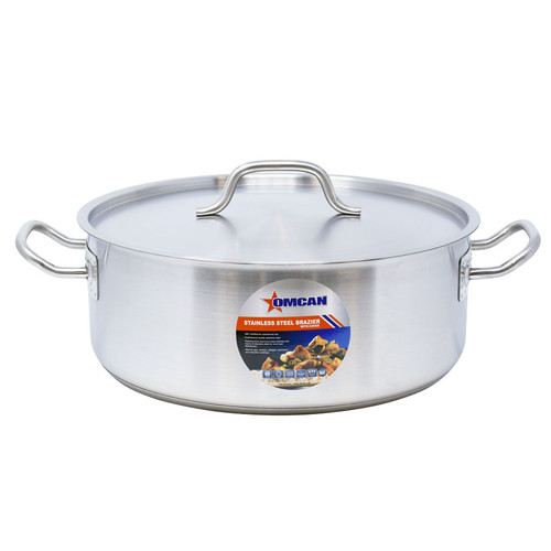 Omcan USA 80427 15 Qt. Stainless Steel Brazier Pan with Cover