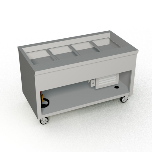 Duke TCM-60PG-N7 60"W x 32"D x 36"H 8"Deep Stainless Steel Top Paint Grip Steel Body & Undershelf Mobile Thurmaduke Cold Food Unit - 120Volts 6.78 Amps