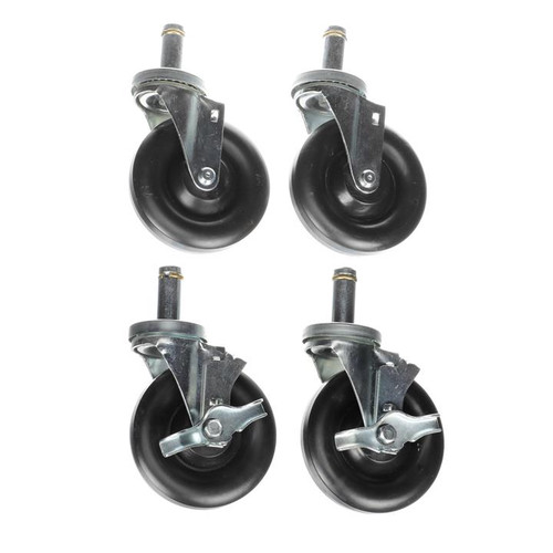 Component Hardware CSTPK-5PRS-SP1 5" Dia. Black Polyolefin Wheel Swivel Ring Stem Caster Pack