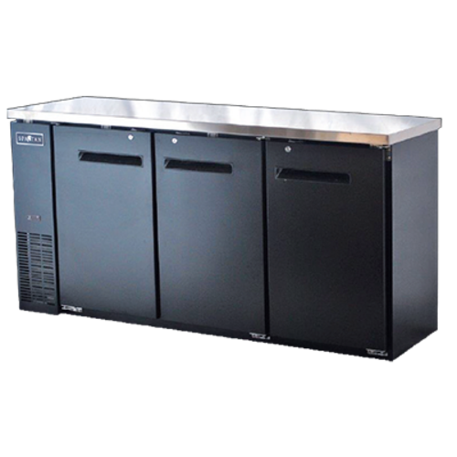 Spartan Refrigeration SBBB-72 72.75" W Black Stainless Steel 3 Solid Doors Back Bar - 115 Volts