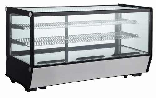 Omcan USA 47279 48" W Flat Front Glass 2 Shelves Refrigerated Display Case - 110 Volts
