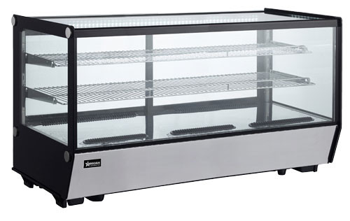 Omcan USA 47279 48" W Flat Front Glass 2 Shelves Refrigerated Display Case - 110 Volts