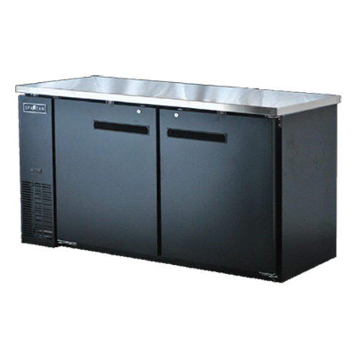 Spartan Refrigeration SBBB-60 60.75" W Black Stainless Steel 2 Solid Doors Back Bar - 115 Volts