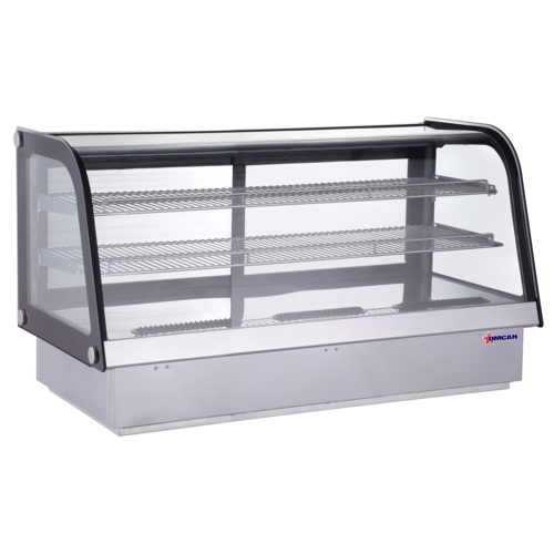 Omcan USA 47562 63" W Stainless Steel 2 Shelves Refrigerated Showcase - 110-120 Volts